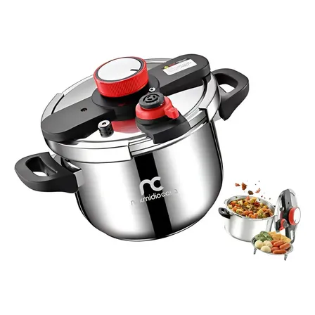 Ajuste De 3 Velocida Panela De Pressão /inox/indução 6 Litro Nexmidiocasa Gyg-01 Aço Inoxidável