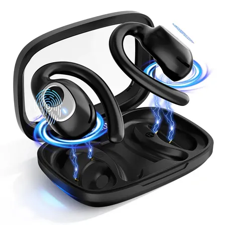 FORESTORY Fone de Ouvido Bluetooth 5.4 OWS TWS Sem Fio X5 Open Ear Esportivo com Gancho Display LED HD Microfone Grave Potente para Academia Corrida Compatível iPhone Samsung Xiaomi Motorola Android