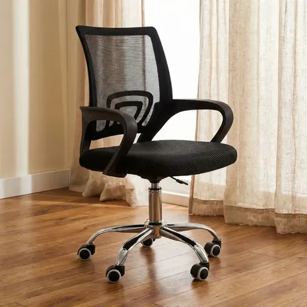 Cadeira De Escritorio Secretaria Giratória Ergonômica Nr17 K Nakasaki Ajustável Com Rodinha Tela Mesh Respirável Preto