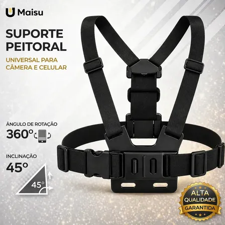 Suporte De Peito Para Celular Câmera Gopro Peitoral Torso Cinturão Ajustável Moto Bicicleta Esporte - U Maisu