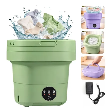 Mini Máquina De Lavar Roupa Centrífuga 11l Portátil Bivolt Roxo/verde