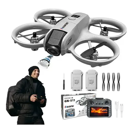 Drone Profissional L28s Pro Max Battery Motor Brushless Câmera Hd Para Fotografia Aérea, Voltar Auto + Siga-me Com 2 1800mah Baterias Controle Com Tela,drone 2.4ghz 5g Cinza