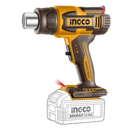 Pistola De Calor Sem Fio Ingco 20v 580°c Com Acessórios Laranja-claro