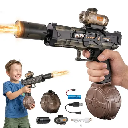 Pistola de Água Elétrica BrincaMundo para Adultos e Crianças Com Luzes e Sons