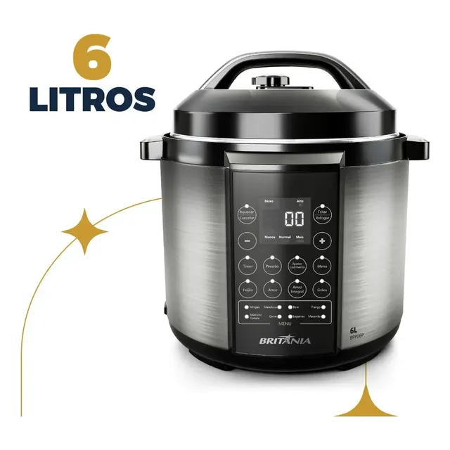 Panela Pressão Britânia Bpp06p Preto Com Inox 127v