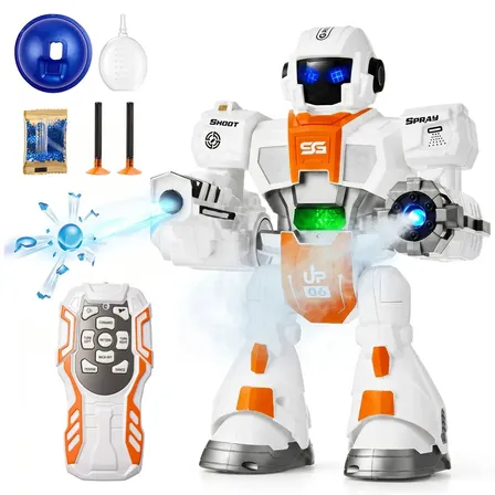 Robô BrincaMundo de Controle Remoto Programável para Crianças com Música Dança e Spray de Névoa