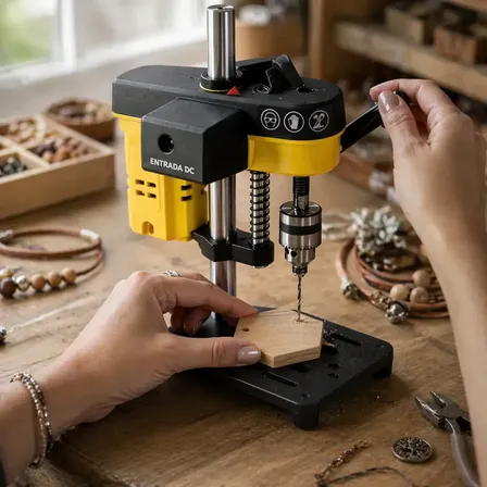 Furadeira Bancada Mini 350w Bivolt Mandril 6,5mm Compacta 2800RPM Coluna