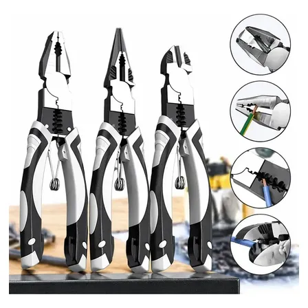 Kit Alicate Universal Kit 3 Alicates Universal Corte Diagonal Bico Fino Aço Carbono