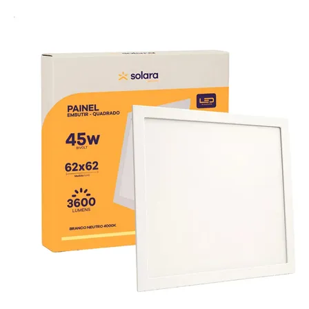 Kit 15 Painel Plafon Modular 45w Led Emb. 62x62 4000k Solara Branco 127/220v