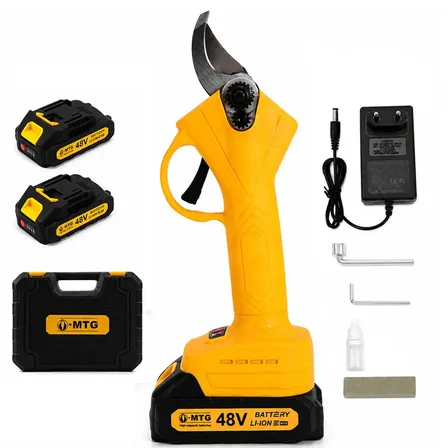 Tesoura Poda Galho De Árvore Elétrica 48v 2 Baterias S/ Fio Cor Amarela