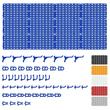 Painel Organizador De Ferramentas Plástico Ajustável 118x52 Perfurado Reforçado Pegboard Nerf Cor Azul