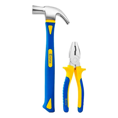 Kit Martelo Unha Emborrachado E Alicate Universal 8 Polegada Azul