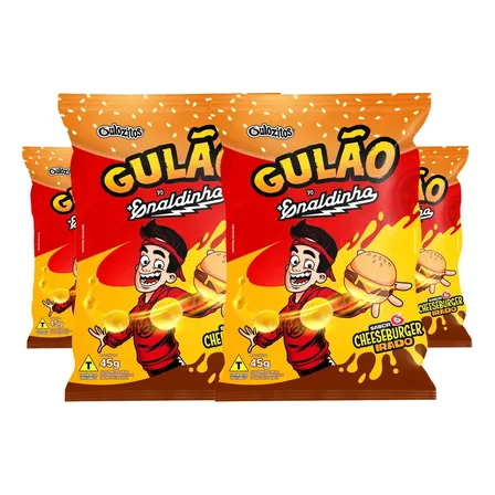 Salgadinho Gulão Enaldinho Sabor Cheeseburger 45g Kit 4 Un