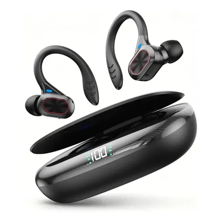 Fone de Ouvido JSKJ In-ear Bluetooth 5.3 com Cancelamento de Ruído, Esportivo e À Prova D'Água para Corrida