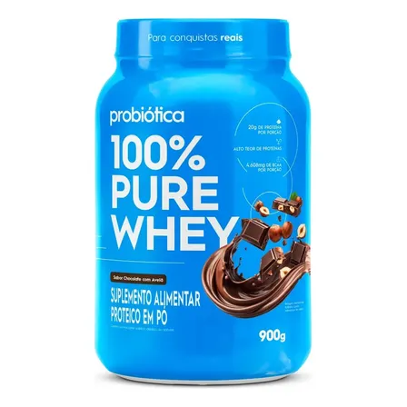 100% Pure Whey 900g Pote Sabores Novos - Probiótica Chocolate Com Avelã
