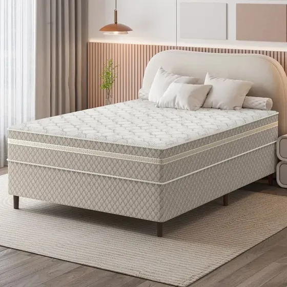Colchão Conjugado Casal Umaflex Lotus Molas Ensacadas Branco/bege