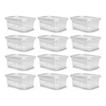 Kit 10 Potes 750ml Herméticos Travas Marmita Reutilizável Transparente