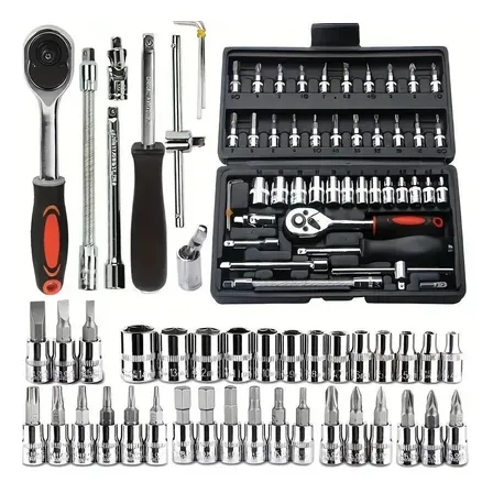 Kit 46 Peças Chave Catraca Allen Torx Ferramentas Cor Preto