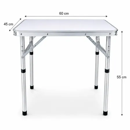 Mesa Dobrável Alumínio 60x45cm Maleta Acampamento Churrasco Leve E Reforçada Com Alça