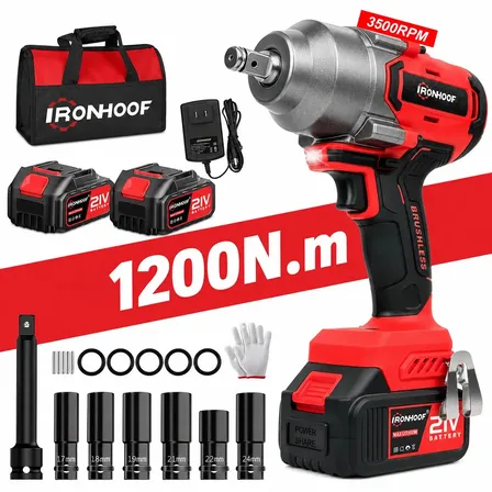1200n Chave De Impacto Potente Brushless Profissional 2 Bateria Vermelho 127/220v 60hz