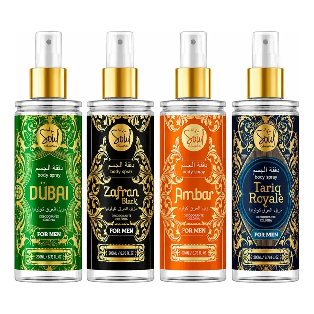 Body Splash Arabe C/4un 200ml Perfume Masculino De Luxo Alta Concentração