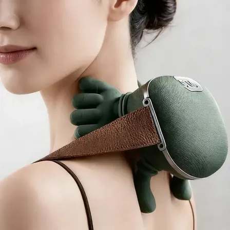 Massageador Pescoco Ombro Recarregavel 3d Com Aquecimento Verde-musgo
