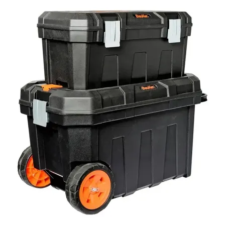 Caixa Ferramentas Com Rodas Grande + Maleta Grande + Preto