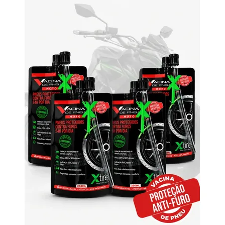 Kit 4 Vacina De Pneu Xtire Para Moto Selante Antifuro Para pneus de motocicleta Com Câmara de ar Ou sem Camara Tubeless Uso Preventivo Proteção contra Furos Reparador automático Vedação de furo