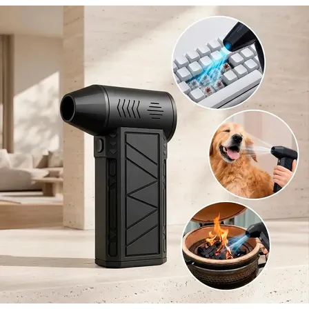 Soprador De Ar Mini Turbo Portátil Usb Sem Fio Recarregável Para Limpeza E Inflar Preto 127/220v