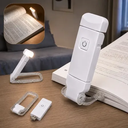 Luminária Luz Led De Leitura Noturna Para Livro Recarregavel Usb Com Clipe Alínea Branco 127/220v