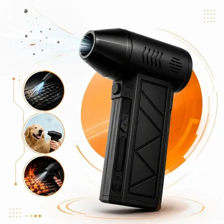 Mini Ventilador Soprador Ar Turbo 130000RPM Sem Fio Recarregável USB 3 Níveis Jato Forte Portátil Multiuso Limpeza Teclado Carro Acende Churrasqueira Simake