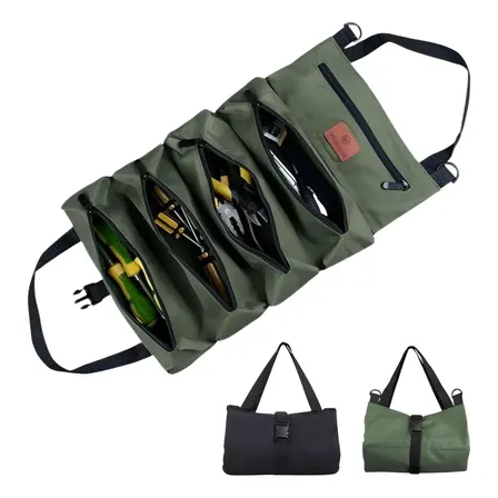 Bolsa De Ferramentas Rolo Prático Estojo Ferramenta Enrolar Cor Verde-musgo