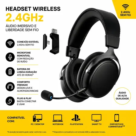Fone de Ouvido Akko S9 Ultra Gamer Sem Fio, Bluetooth e Som Surround 7.1