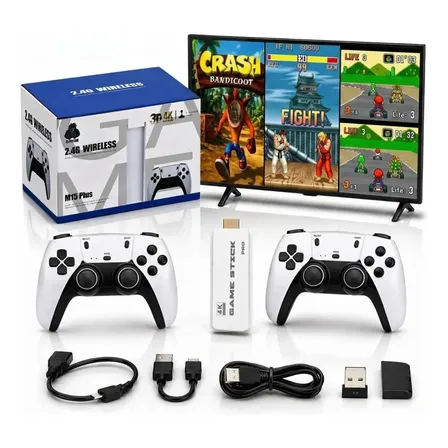 Adaptador Videogame M15 Hdmi 2 Controles Players Branco Bivolt Stick Usb