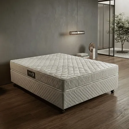 Cama Box + Colchão Casal Sonan D33 Double Face 138x188x45cm Cinza