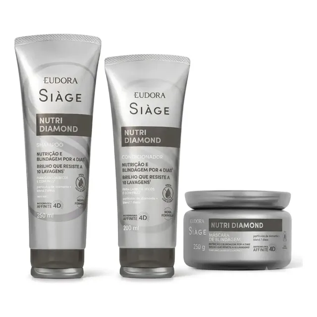 Combo Siàge Nutri Diamond Shampoo, Condicionador E Máscara