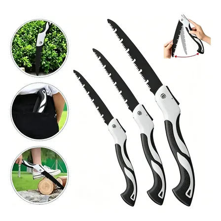 Kit 3 Serra Serrote Dobrável Manual Poda Galhos Árvore Madeira Jardim Bushcraft Camping Cerrote Dobrável Para PVC Bambu Coco Carpintaria Lâminas 25 30 35cm
