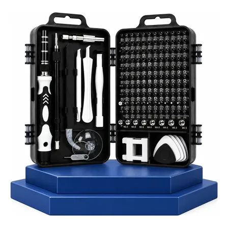 Kit Chave Precisão 115 Em 1 Magnética Torx Phillips Completo Cor Cinza