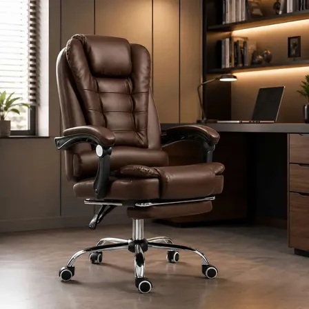 Cadeira Escritório Presidente Massagem Max Union Marrom Marrom-escuro Couro Sintético