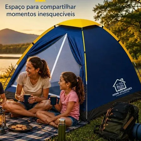 Barraca Camping Iglu Para 4 Pessoas Azul Leve Com Mosquiteiro Janela Estrutura Resistente Em Poliéster Fácil Montagem Ideal Para Camping Praia Trilhas Pesca E Lazer Ao Ar Livre