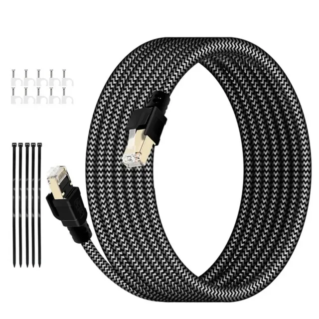 Cat8 40 gbps 2000 mhz 10 metros LAN cabo de rede trançado de nylon RJ45 crimpado