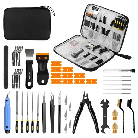 Kit 54 Peças Completo De Ferramentas Manuais Para Impressão 3d, Alicate, Pinças, Estilete, Agulhas Inox Para Limpeza De Bico Preto