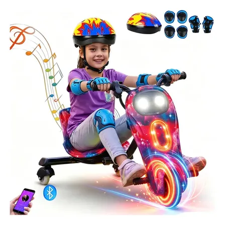 ELIANE Patinete Triciclo Infantil Drift Elétrico Led 80kg 15km 36v 350W，Triciclo Eletrico Drift 3 Velocidades Bluetooth Música
