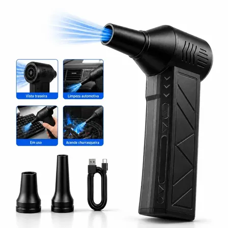 Mini Ventilador Soprador Ar Turbo 130000rpm Sem Fio Recarregável Usb 3 Níveis Jato Forte Portátil Multiuso Limpeza Teclado Carro Acende Churrasqueira Marca Woosh 220v