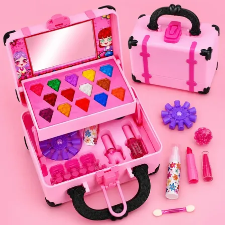 Kit Maquiagem Infantil Meninas Brinquedo Boneca Criança Maleta Antialergica Lavavel Mochila Espelho Rosa Hipoalergenica Presente Seguro Estojo Salao De Beleza Teen Completa Acessorios