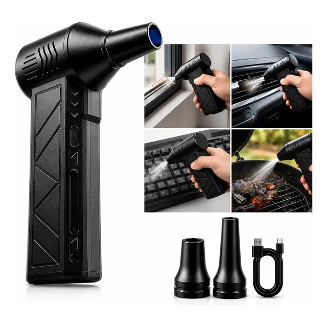 Mini Ventilador Soprador Ar Turbo 130000rpm Sem Fio Recarregável Usb 3 Níveis Jato Forte Portátil Multiuso Limpeza Teclado Carro Acende Churrasqueira Marca Woosh