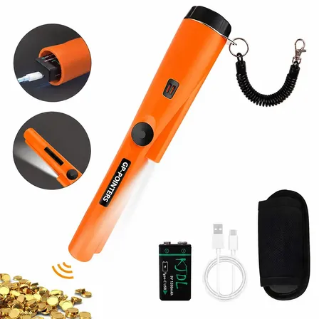 Detector De Metal Com Bateria Recarregavel Inclusa Cabo Usb Profissional Portatil Ouro Prata Moedas Alta Precisao... Laranja