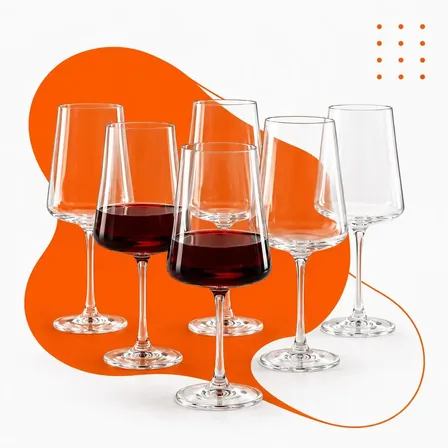 Jogo 6 Taças Cristal Titanium Bohemia Xtra 660ml Vinho Tinto Premium Taça Grande Elegante Mesa Posta Decoração Hold On