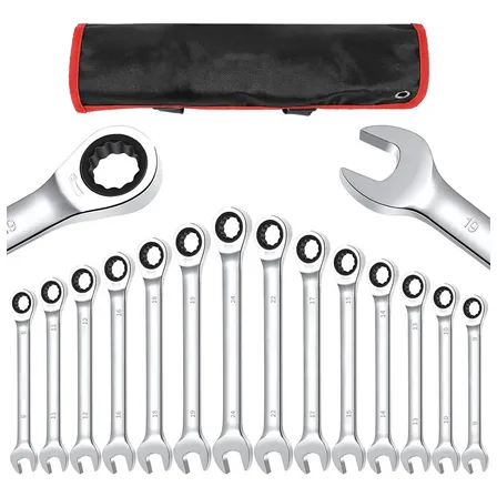 Jogo De Chave Combinado Esquadro E De Catraca C/bolsa Tecido Conjunto De 14 Peças De 8-24 Mm