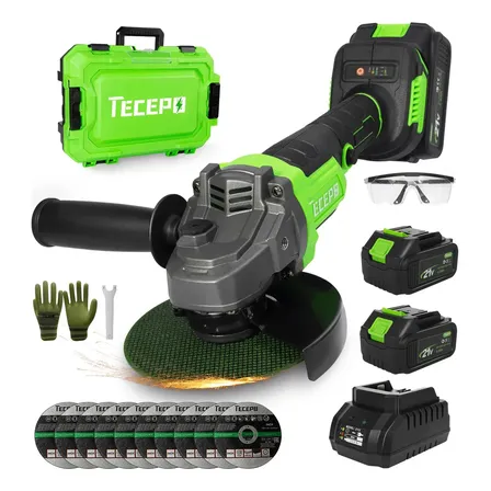 Esmerilhadeira Angular Com 2 Bateria 4ah 4.1/2 125mm Tecepo Verde-limão 60hz 127/220v